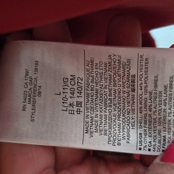 Gap Kids Hooded Red Wool Coat Size Large - Picture 7 of 8